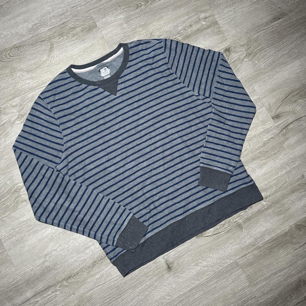 JCP basic striped blue and grey sweater sweatshirt pullover top